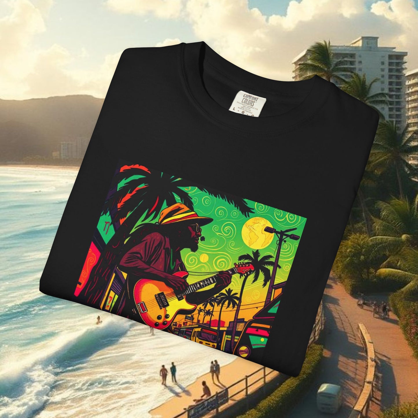 Vibrant Beach Vibes Unisex T-Shirt - Music & Paradise Design