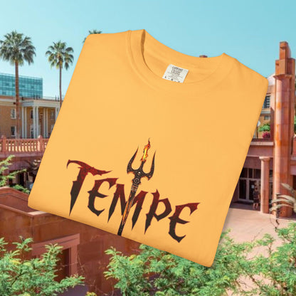 Unisex Garment-Dyed T-shirt with 'TEMPE' Design, Casual Summer Tee, Cool Streetwear Top, Perfect for Festivals