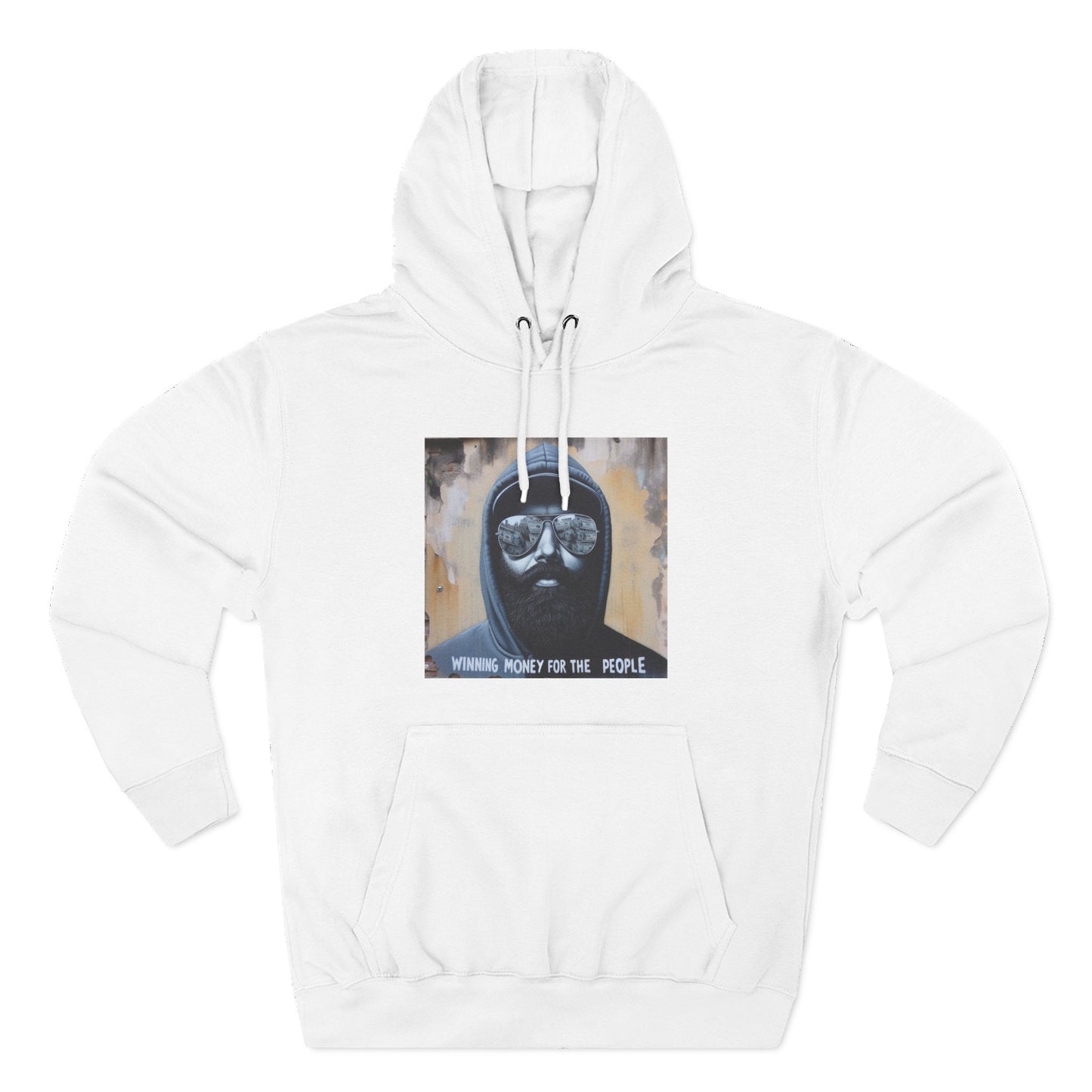 Wing Man "Winning Money for the People" Fleece Hoodie - Urban Style, Cozy Wear, Graphic Sweatshirt, Gift for Him, Artistic Fashion