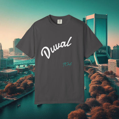 Duval Script T‑Shirt — Jacksonville Retro City Tee, Perfect for Gameday or Everyday Use. Soft style T-Shirt.