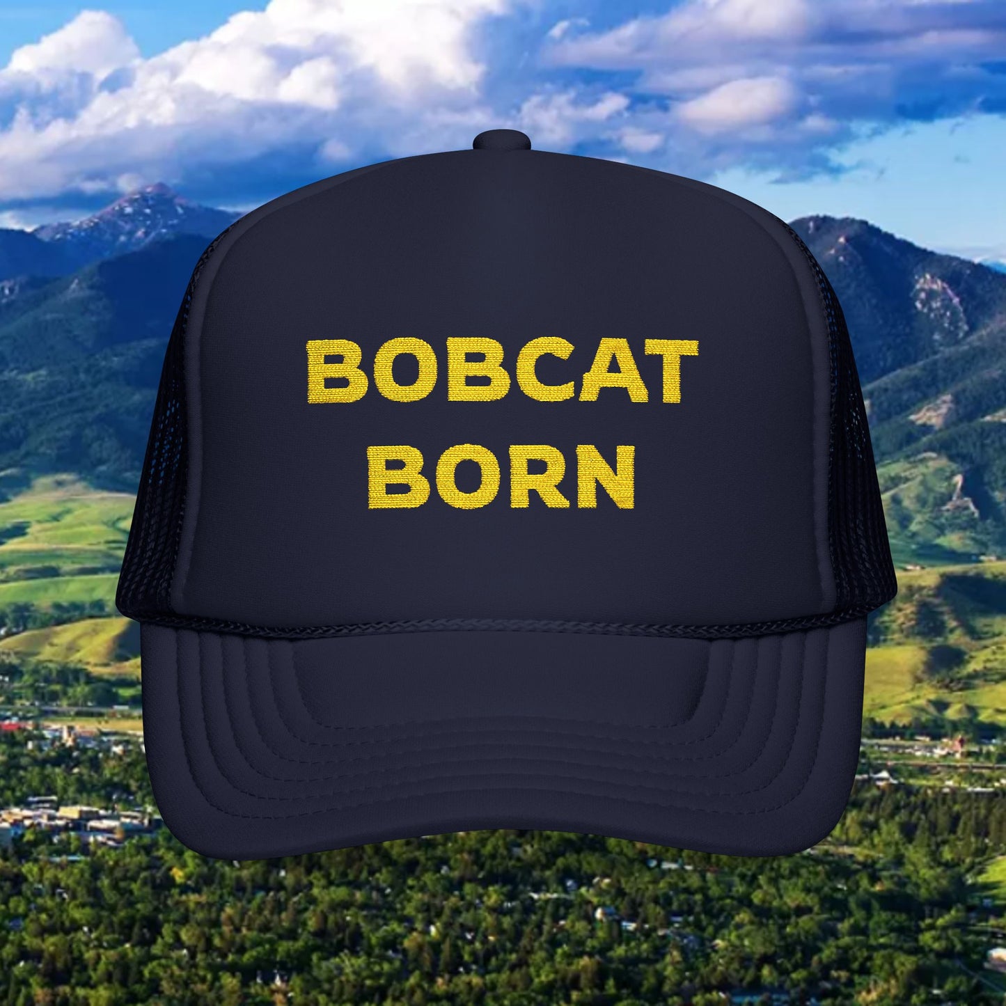 Bobcat Born Foam Trucker Hat, Casual Headwear, Outdoor Adventure Hat, Gift for Nature Lovers, Embroidered Cap