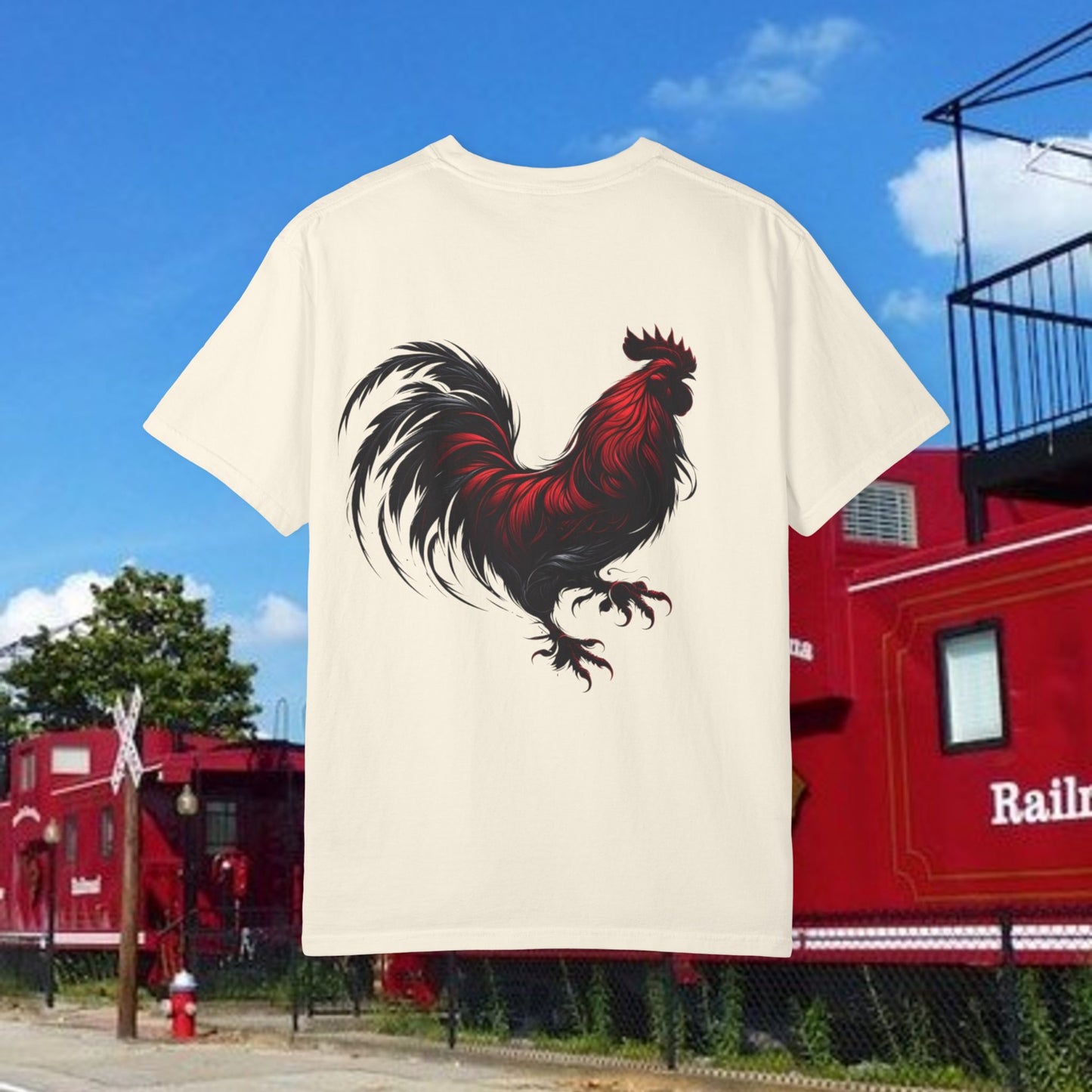 Rooster Graphic T-Shirt — Vertical '803' Design & Bold Red Rooster