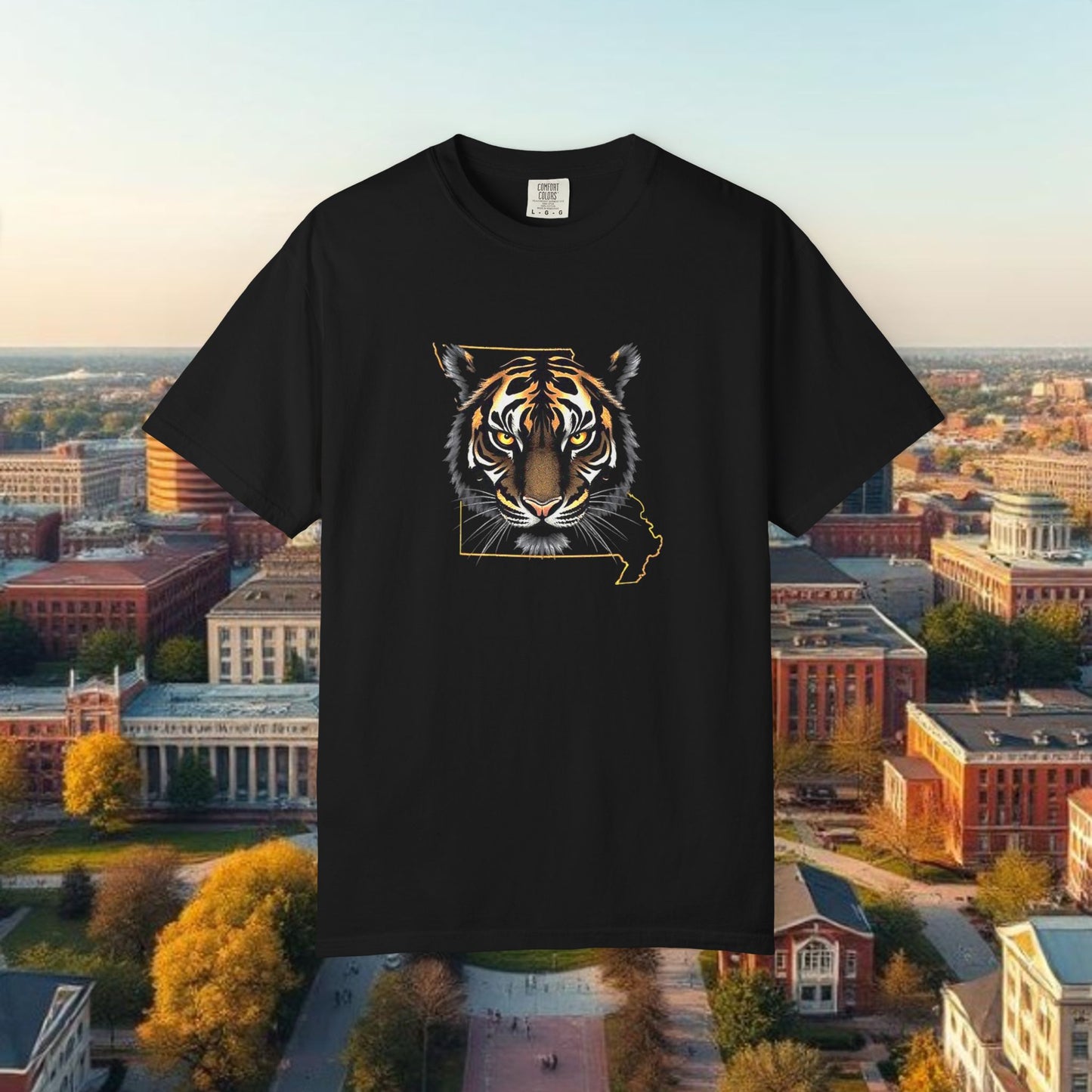 Missouri State Outline with Tiger Graphic Tee - Stylish ultra softstyle T-shirt