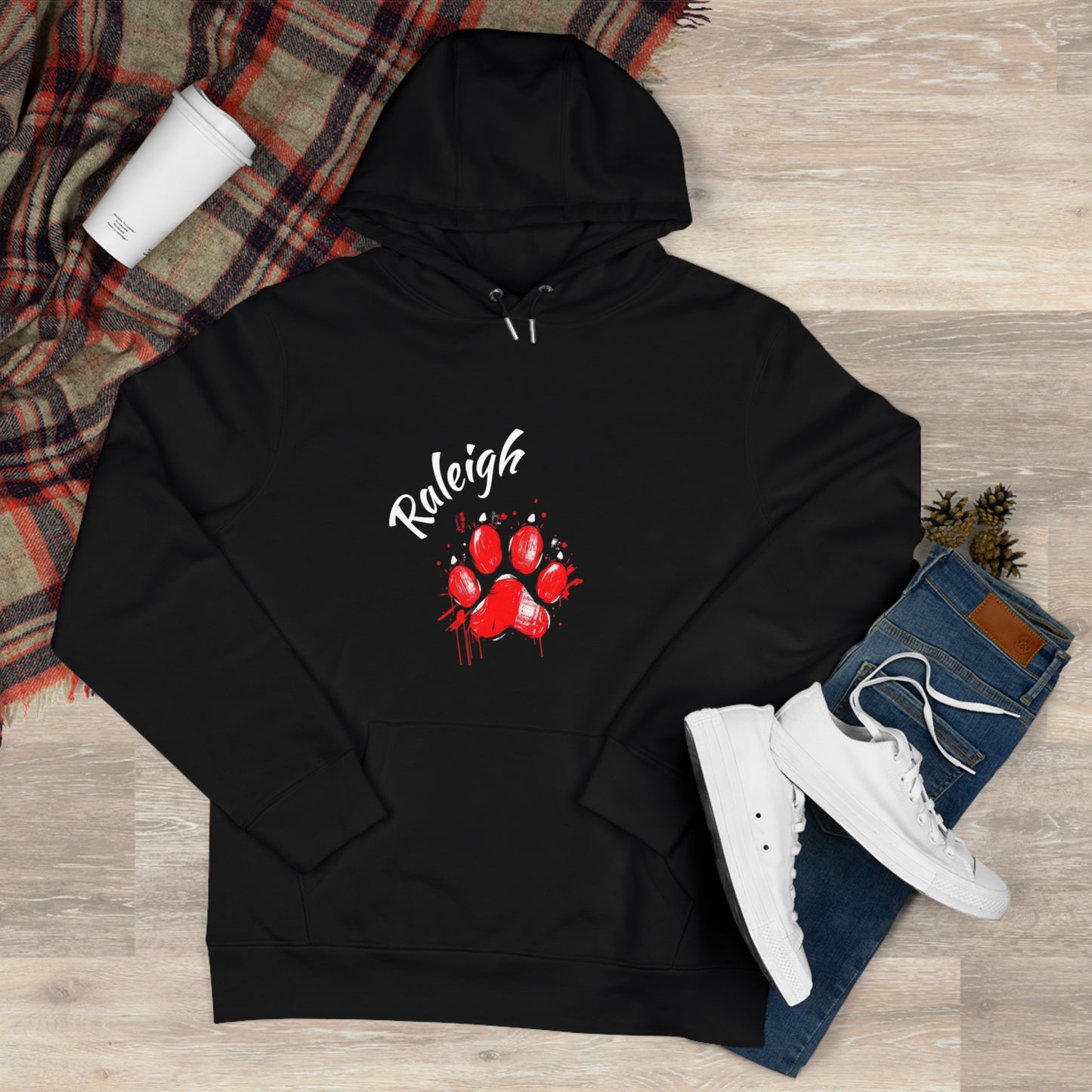 Wolf Print King Hooded Sweatshirt, Sports Fan Gift, Raleigh Hoodie, Birthday or Holiday Present, Soft Hoodie