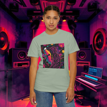 Colorful Unisex Garment-Dyed T-shirt, Artistic Graphic Tee, Music Festival Shirt, Casual Everyday Wear, Vibrant Streetwear, Unique Gift Idea