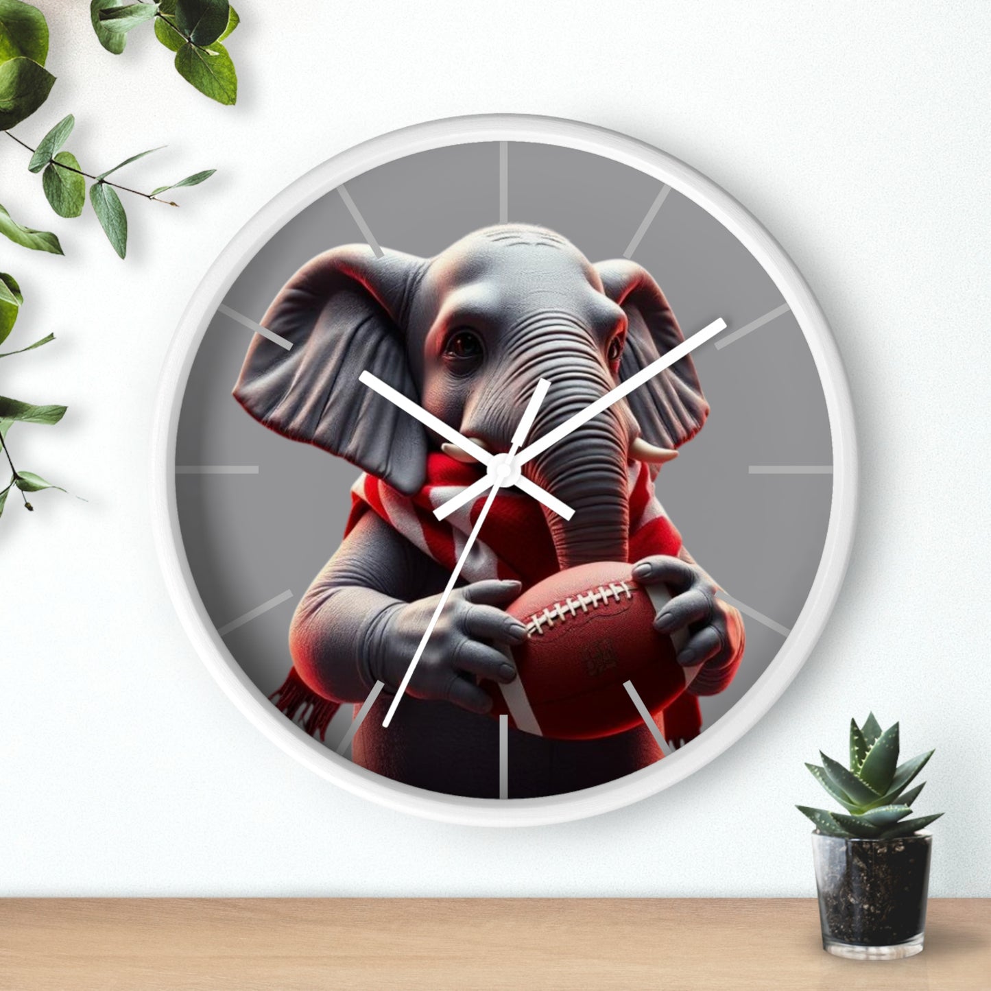 Playful Elephant Football Wall Clock, Unique Home Decor, Gift for Sports Lovers, Children's Room Decor, Fun Wall Art