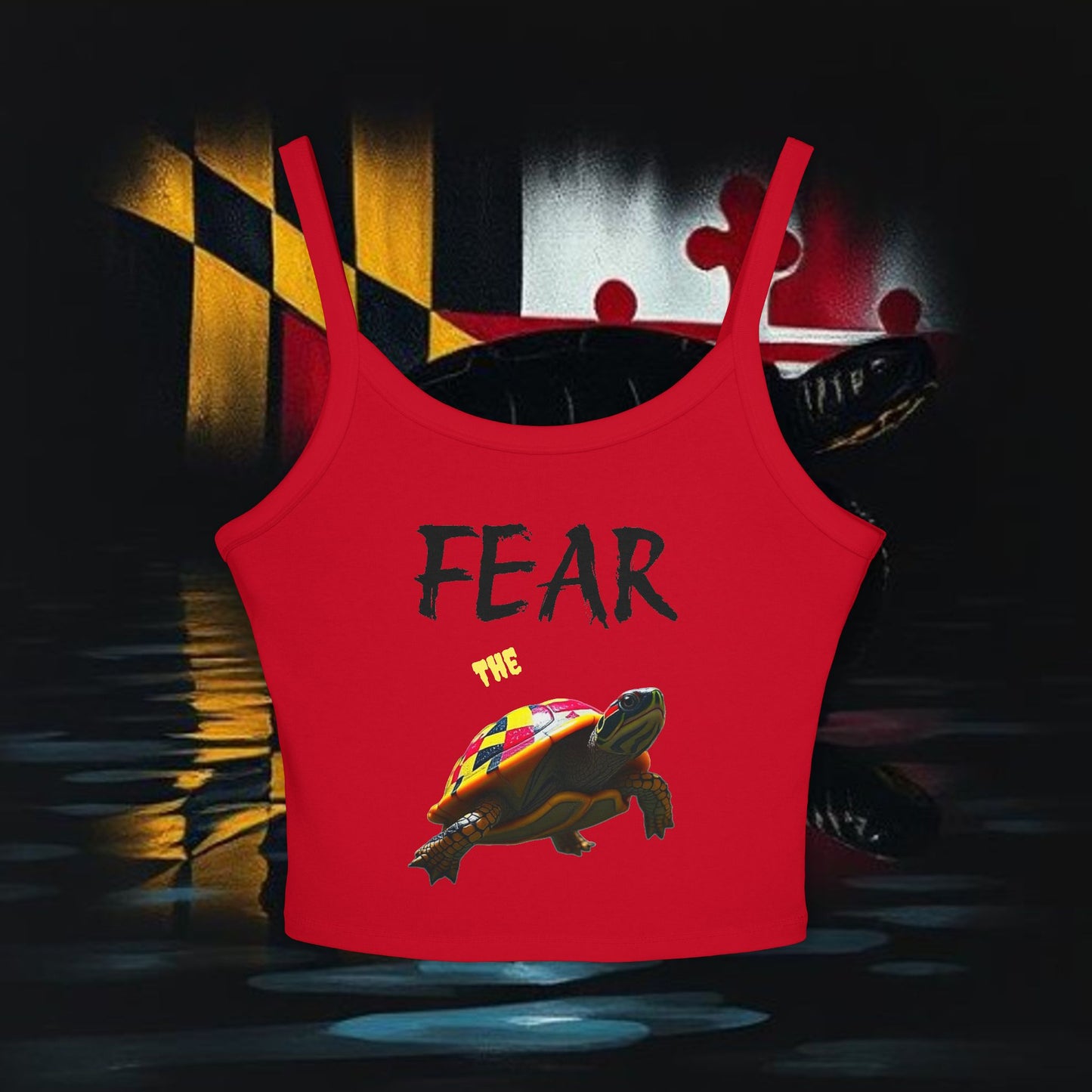 Fear Turtle Print Women's Tank Top, Cool Summer Apparel, Gym Top, Festival Wear, Maryland Fashion