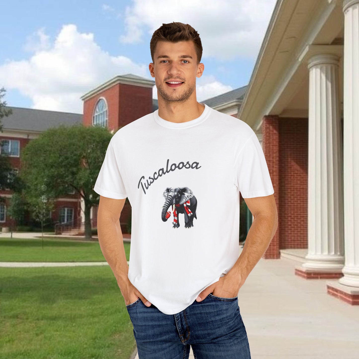 Tuscaloosa Elephant T-Shirt — University Pride Vintage Campus Tee, Soft-Style, Perfect T-Shirt for Gameday and the Tailgate