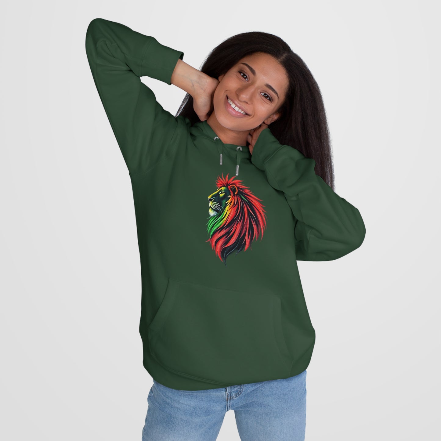 Vibrant Lion King Hoodie, Warm and stylish with Artistic and Vibrant Lion Graphic.