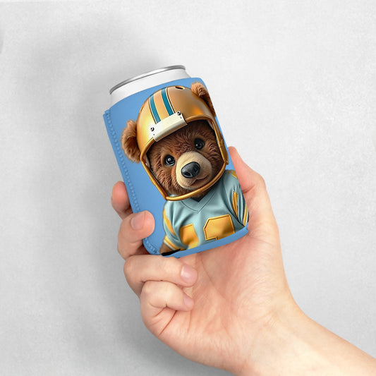 Adorable Teddy Bear Football Can Cooler Sleeve | Perfect for Game Day, Tailgating, Parties, Gifts, Summer Fun