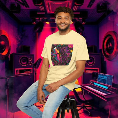 Colorful Unisex Garment-Dyed T-shirt, Artistic Graphic Tee, Music Festival Shirt, Casual Everyday Wear, Vibrant Streetwear, Unique Gift Idea