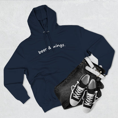 Beer and Wings Fleece Hoodie | Cozy Sweatshirt for Foodies, Gift for Beer Lovers, Casual Wear, Unisex Pullover