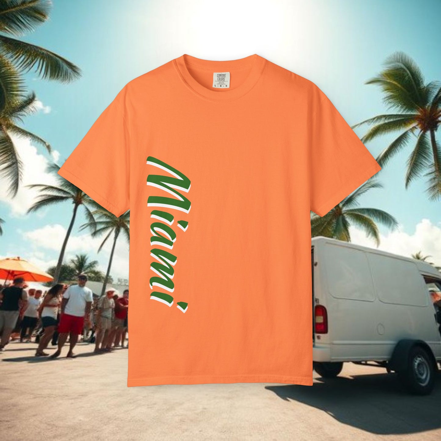 Miami Vibe Unisex Garment-Dyed T-shirt, Casual Wear, Summer Fashion, Nature Lovers, Beach Party, Gift Idea