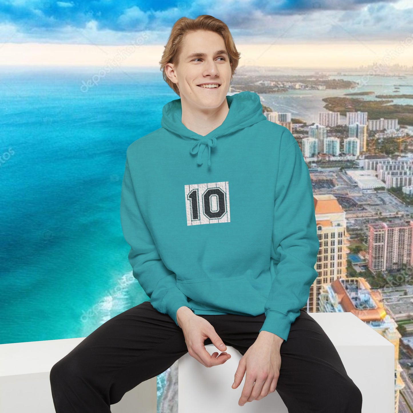 Teal Retro Legends Garment-Dyed Hoodie with 10 Design, Stylish Hoodie, Casual Wear, Unique Gift, Trendy Apparel