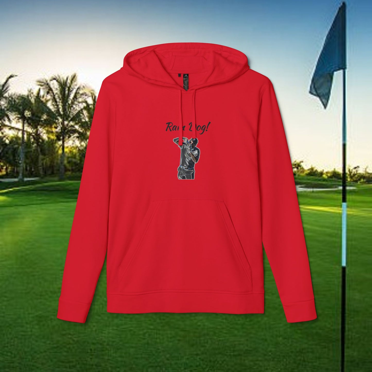 Unisex Fleece Hoodie with 'Rain Dog!' Design | Cozy Sweatshirt for Golf Lovers, Casual Layer, Gift Idea, Everyday Wear