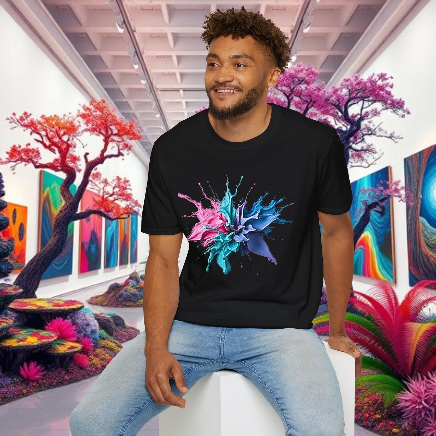 Color Splash Unisex Softstyle T-Shirt | Artistic Tee, Casual Wear, Gift for Art Lovers, Summer Fashion, Graphic Shirt