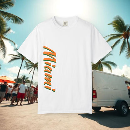 Miami Vibe Unisex Garment-Dyed T-shirt, Casual Wear, Summer Fashion, Nature Lovers, Beach Party, Gift Idea