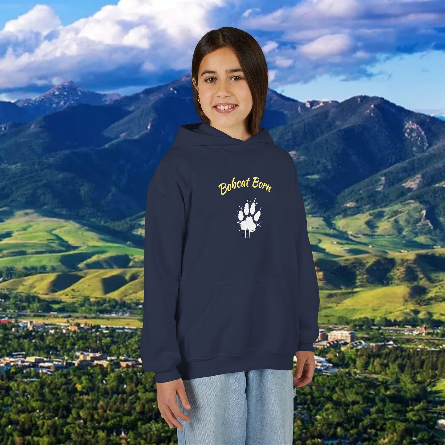 Bobcat Born Youth Hoodie, Cozy Sweatshirt for Kids, Great for School, Outdoor Adventures, Gifts, Sports Events
