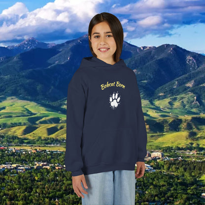 Bobcat Born Youth Hoodie, Cozy Sweatshirt for Kids, Great for School, Outdoor Adventures, Gifts, Sports Events