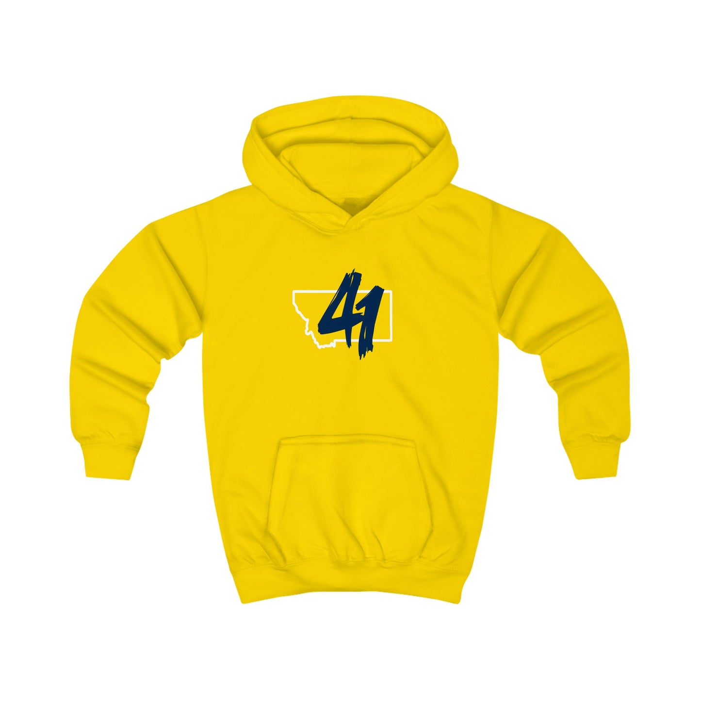 Kids Hoodie — Yellow '41' State Outline Youth Hoodie