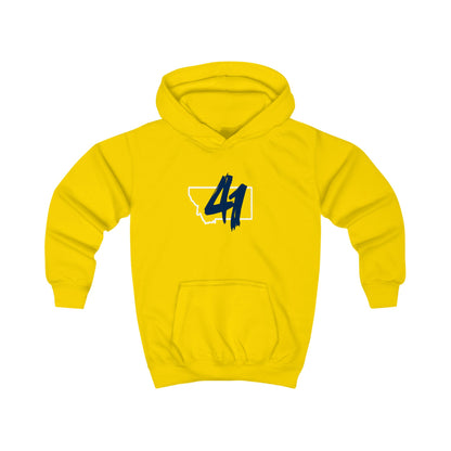 Kids Hoodie — Yellow '41' State Outline Youth Hoodie