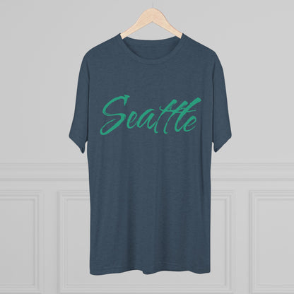 Seattle Script Tee — Casual City Souvenir T-Shirt, Perfect for Gameday, Tri-Blend Soft Material