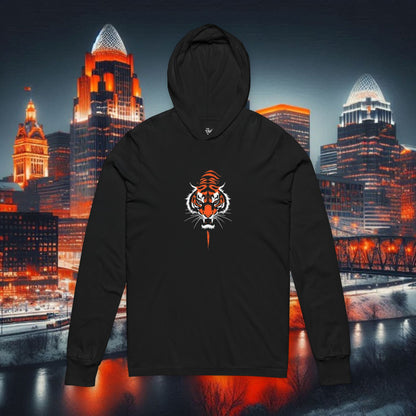 Hooded Long Sleeve Tee, Sporty Apparel, Casual Wear, Game Day Hoodie, Gift for Fans, Streetwear, Comfortable Layering