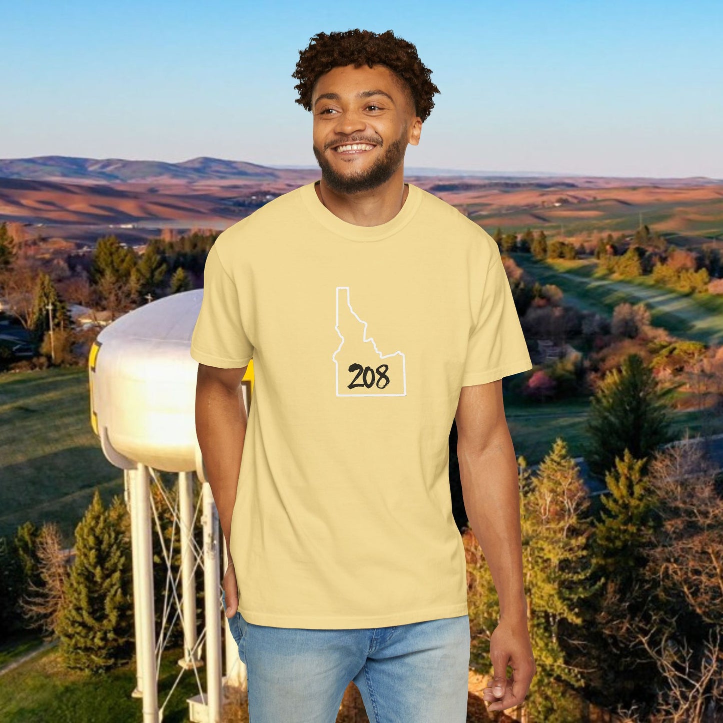 Idaho 208 Unisex Garment-Dyed T-Shirt, Casual Tees, State Pride Apparel, Gift for Idahoans, Gameday Fashion