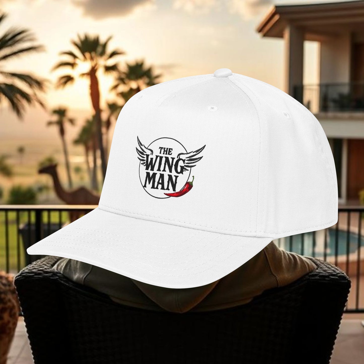 The Wing Man White Mid Profile Baseball Cap