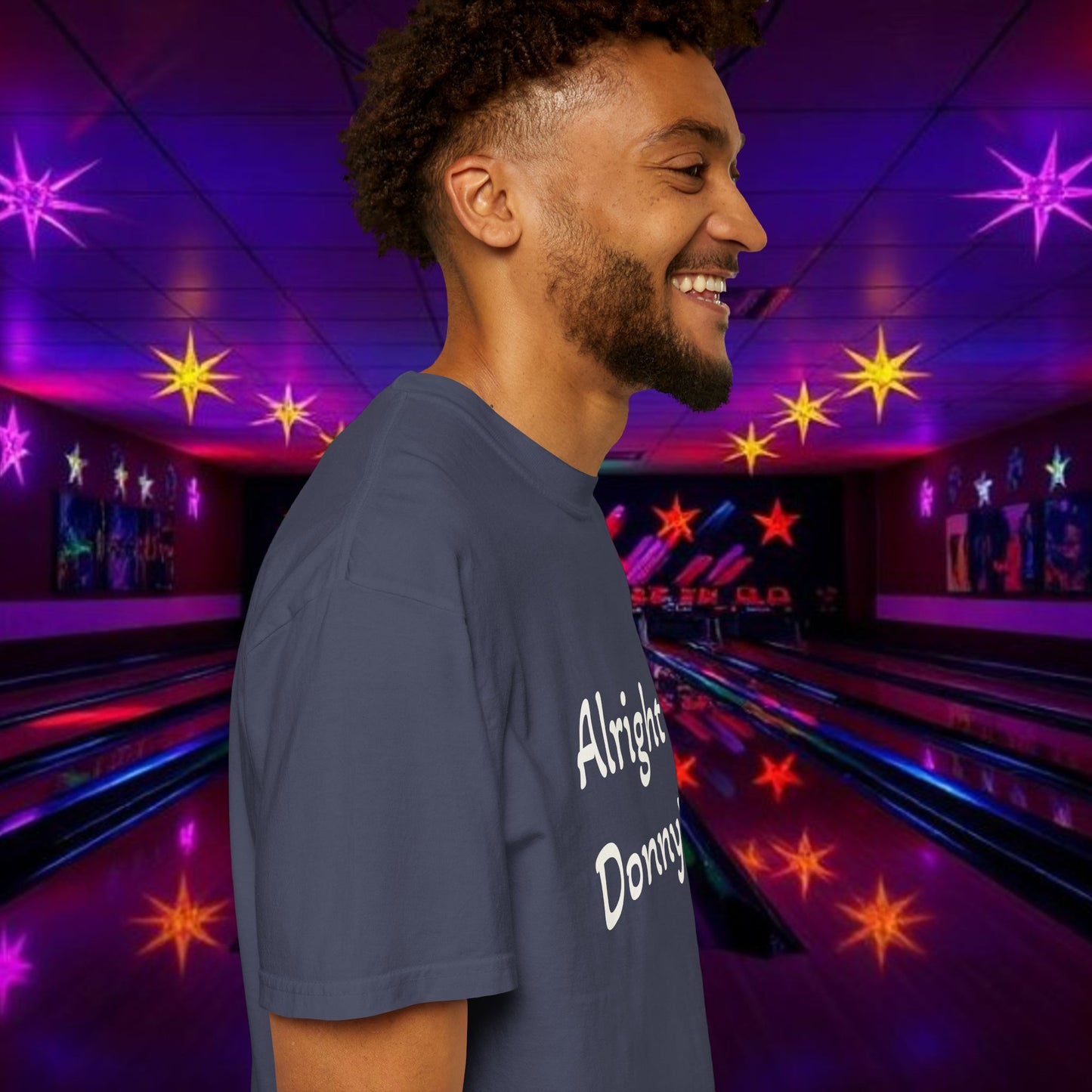 Vintage Garment-Dyed T‑Shirt — Minimal Retro Bowling Vibe, Lebowski Reference, Alright Donny