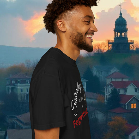 Saturdays are Better in Fayetteville T-Shirt, Unisex Sports Tee, Arkansas Fan Gear, College Game Day Apparel, Perfect for Tailgating