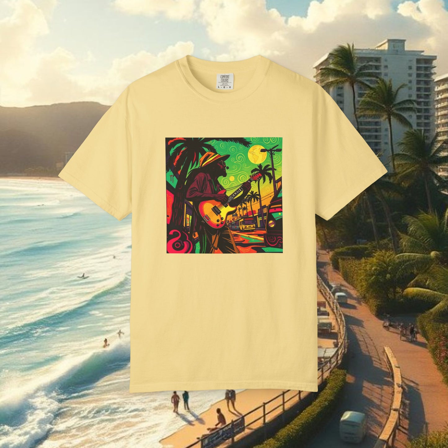 Vibrant Beach Vibes Unisex T-Shirt - Music & Paradise Design