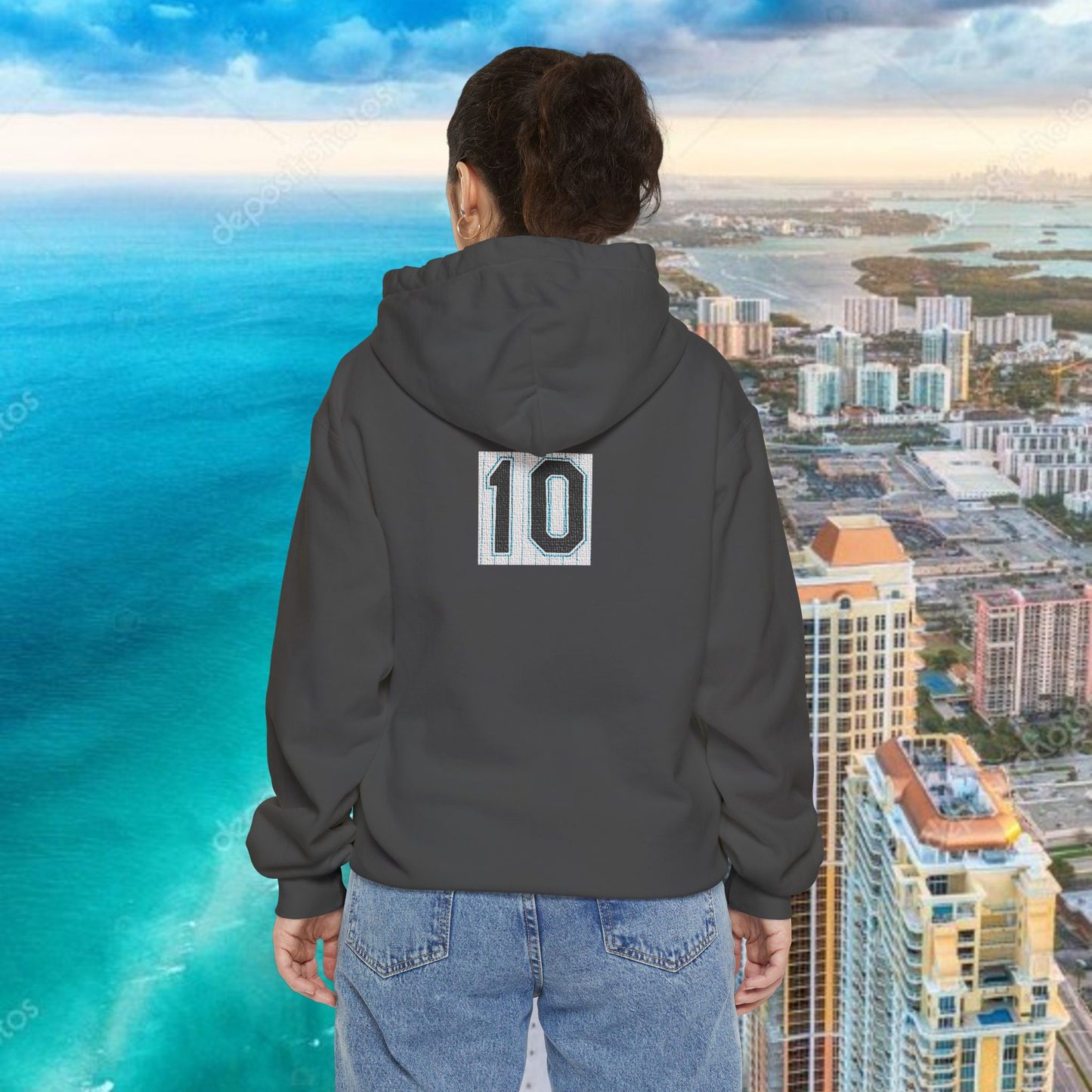 Teal Retro Garment-Dyed Hoodie with 10 Design, Stylish Hoodie, Casual Wear, Unique Gift, Trendy Apparel