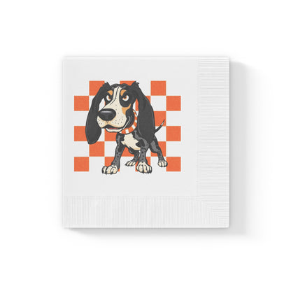 Gameday Napkins — Orange Checkered Party Cocktail Napkins