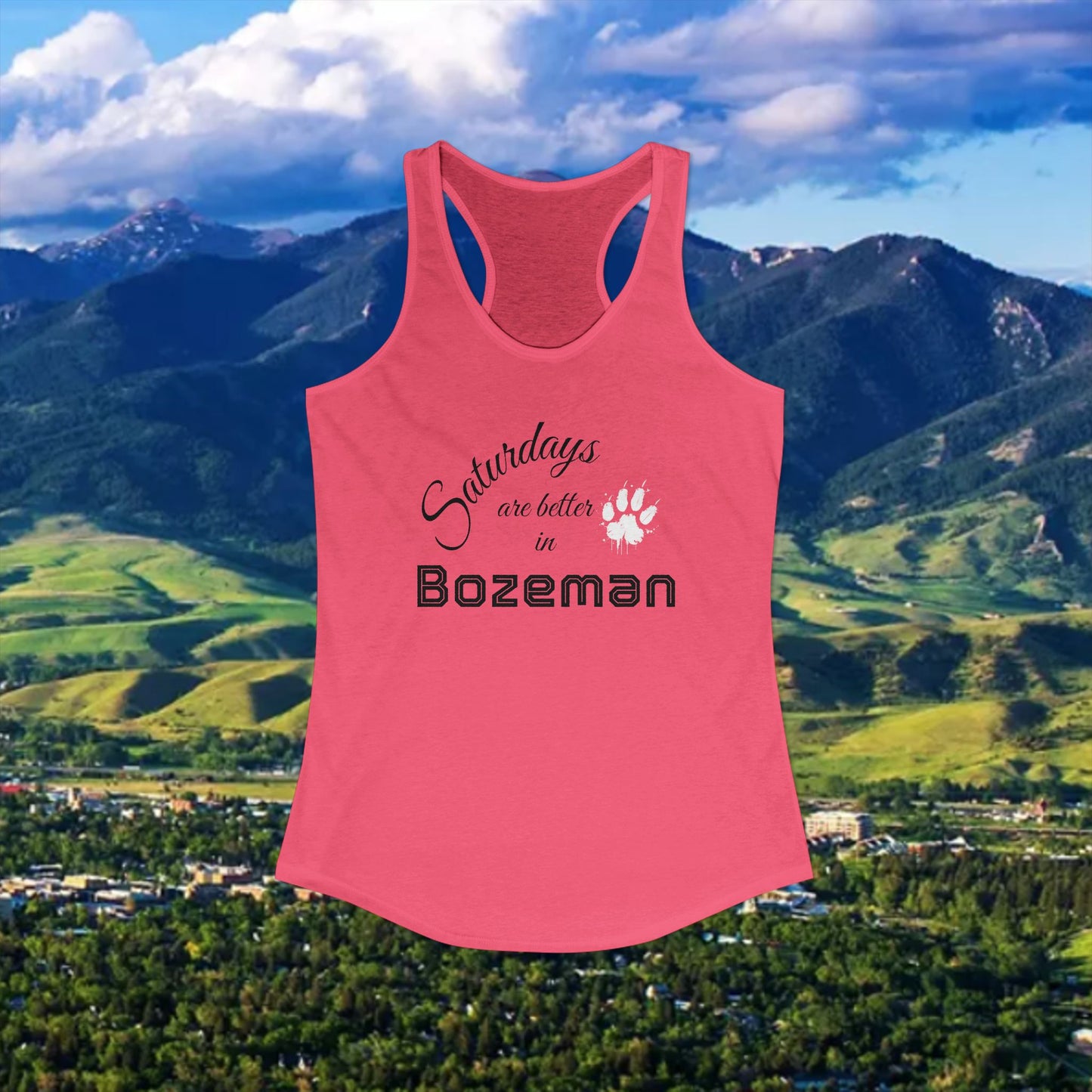 Bozeman Saturdays Racerback Tank, Women's Workout Top, Casual Summer Top, Gift for College Students