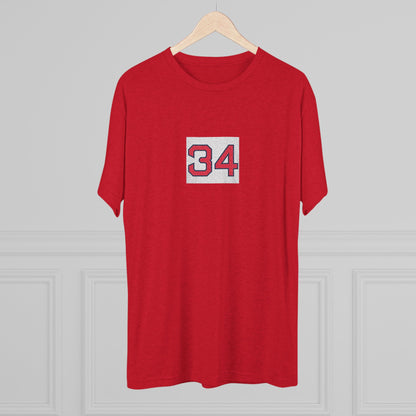 Legends Dirty Water 34 Tee — Vintage Sport Jersey Number T-Shirt, Soft-Style Tri-Blend