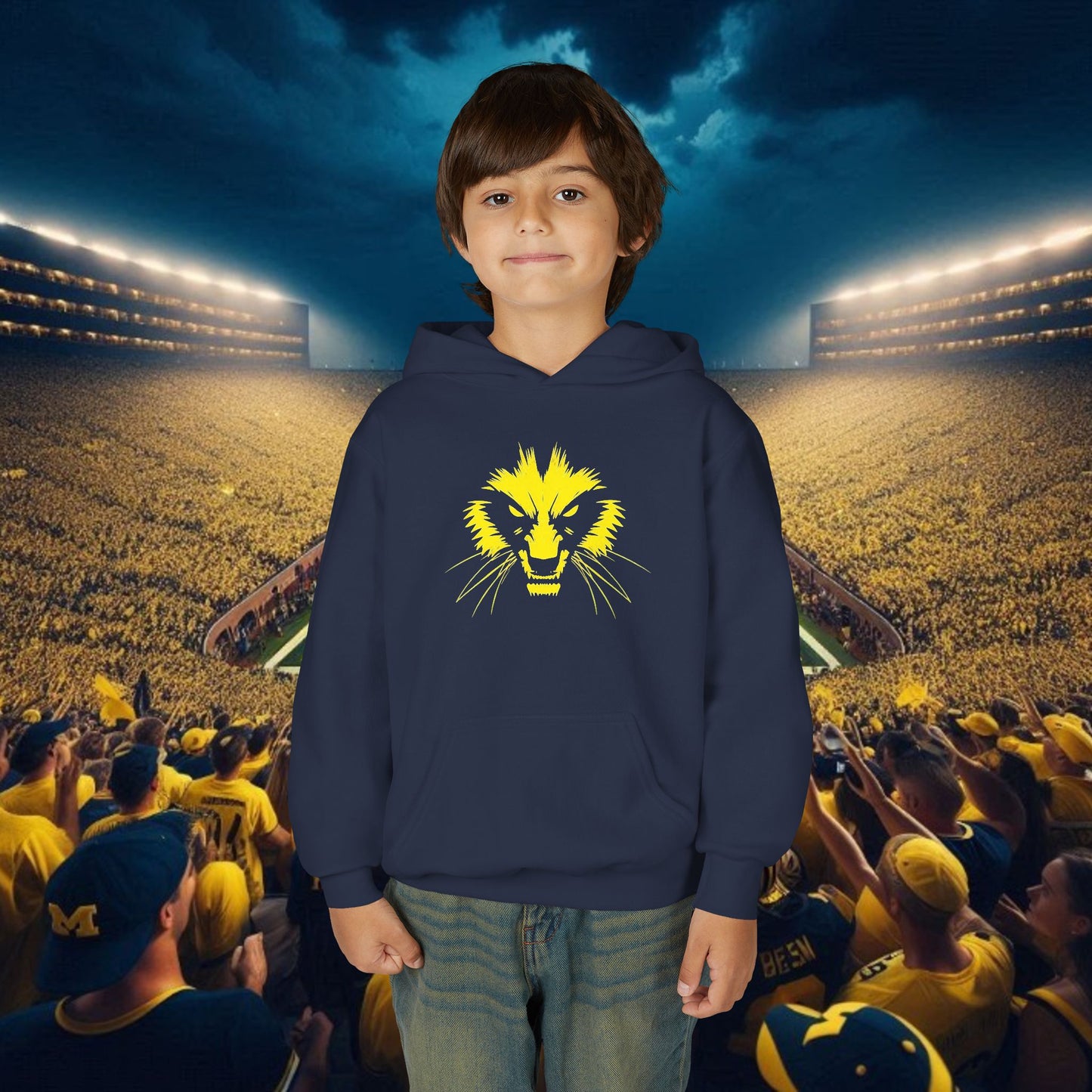 Youth College Spirit Hoodie, Perfect for Game Days, Sports Events, Team Spirit, School Pride, Outdoor Activities