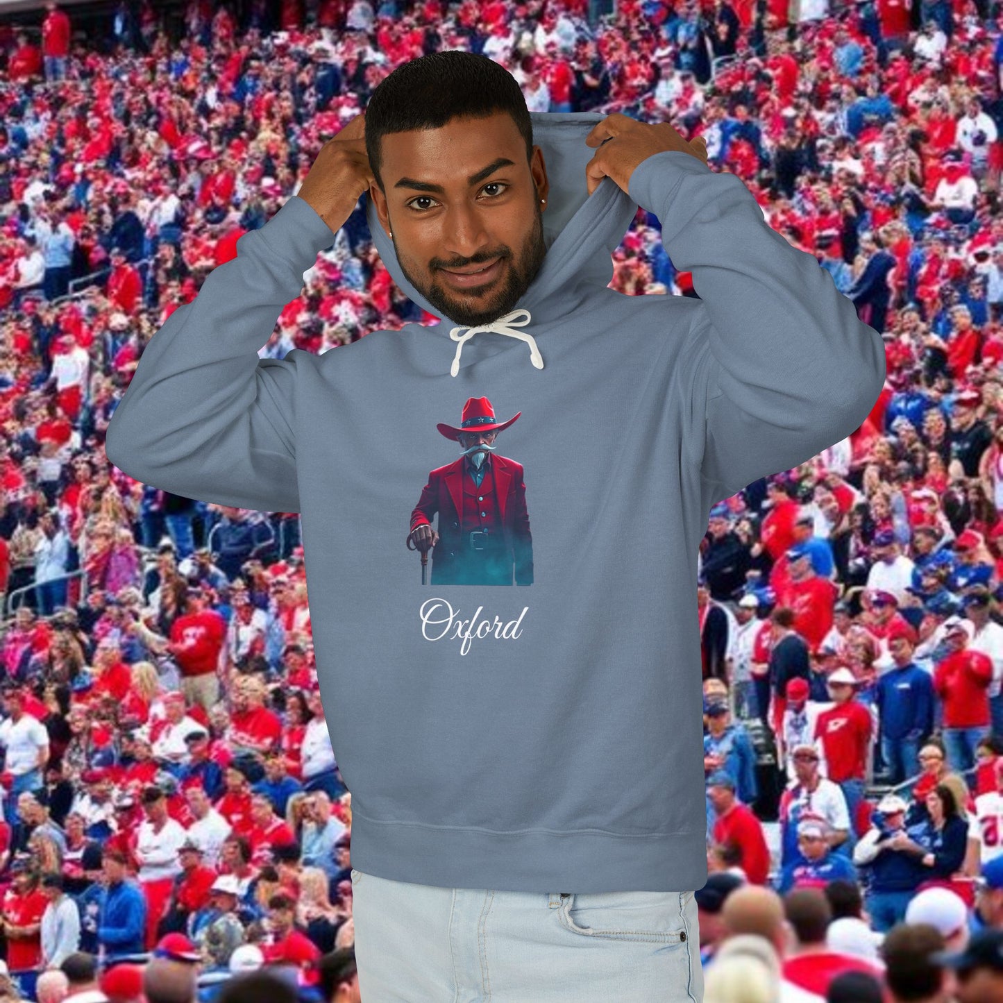 Oxford Lightweight Hoodie, Unisex Casual Wear, Perfect for Game Days, Gift for Sports Fans, Western Style Sweatshirt