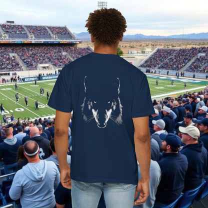 Reno Tee, Vertical Reno Logo and Subtle Wolf Graphic, Soft Style Shirt, Perfect style for Gameday