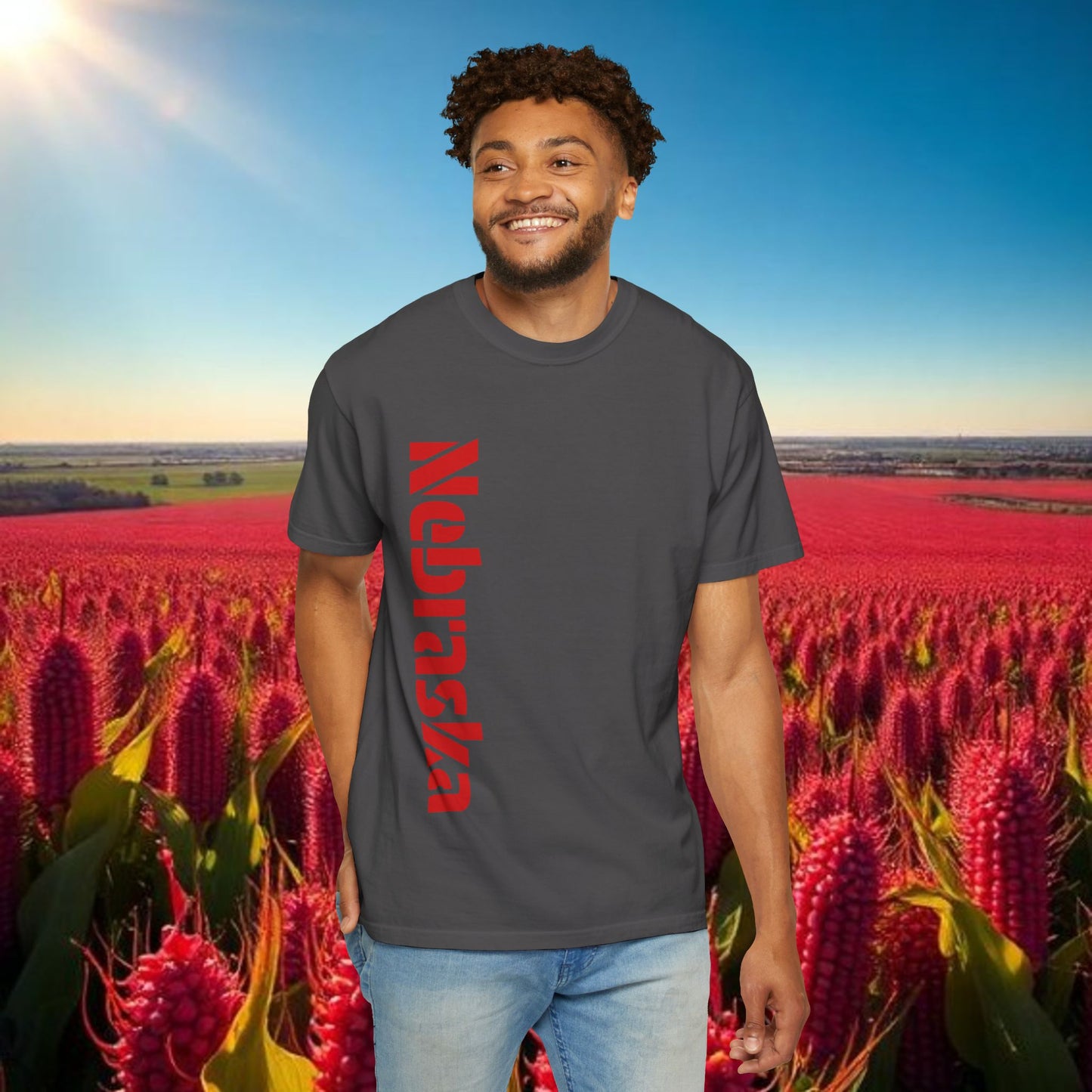 Lincoln Nebraska Area Code T-Shirt — White Tee with Red "Nebraska" & 402 Back Print, Soft-Style T-Shirt