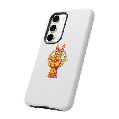 Victory Themed Stylish Phone Case - Tough Cases with Peace Sign Design, Customizable Phone Covers, Gift for Tojan Fans, Trendy Accessories