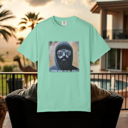 Wing Man Winning Money for The People, Urban Graphic T-shirt, Unisex Garment-Dyed Tee, Streetwear Style, Casual Summer Wear