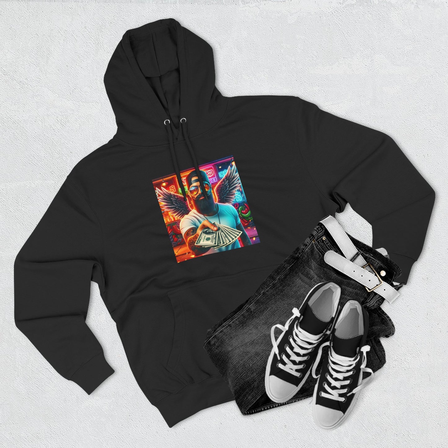 Wing Man "Cash it" Stylish Graphic Hoodie - Edgy Design, Streetwear, Casual Wear, Unique Gift, Fall Fashion