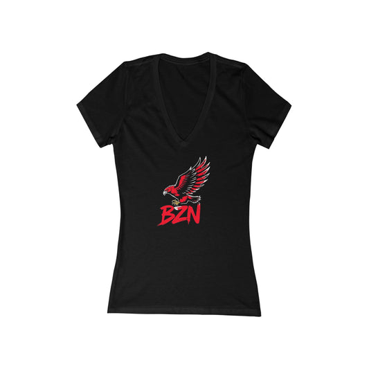 Bozeman Hawk Women's Deep V-Neck Tee with Eagle Design, Casual Tee, Gift for Her, Sports Fan Apparel, Comfortable Everyday Wear