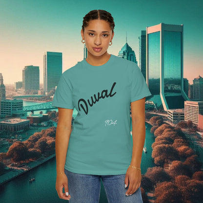 Duval Script T‑Shirt — Jacksonville Retro City Tee, Perfect for Gameday or Everyday Use. Soft style T-Shirt.