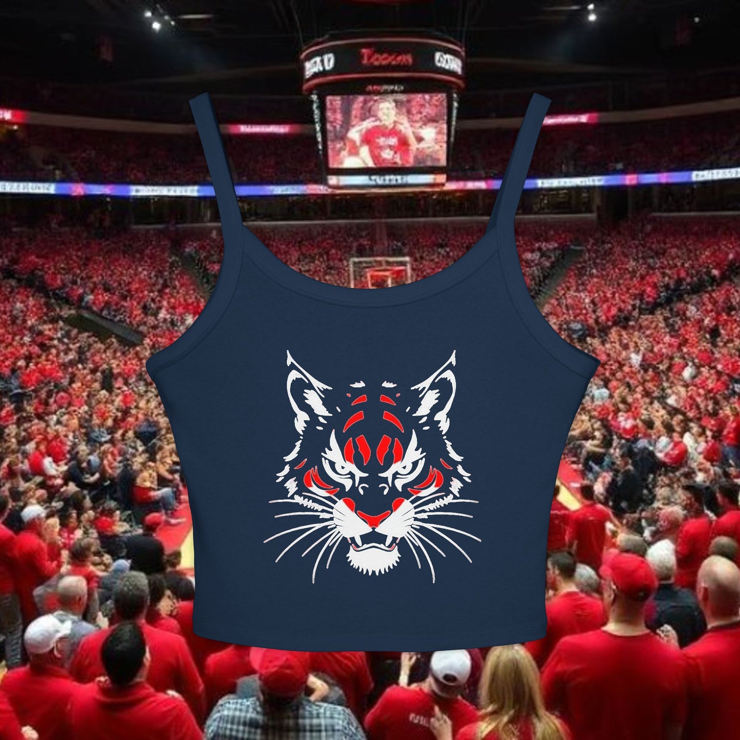 Wildcat Face Crop Tank Top — Women's Cheer Squad Game Day Top