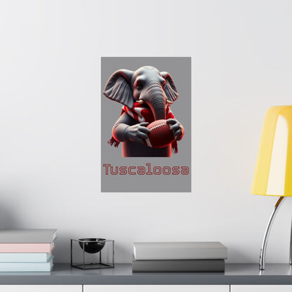 Tuscaloosa Elephant Football Poster, Matte Wall Art, Home Décor, Gift for Sports Fans, Kids Room Decoration, Alabama Pride