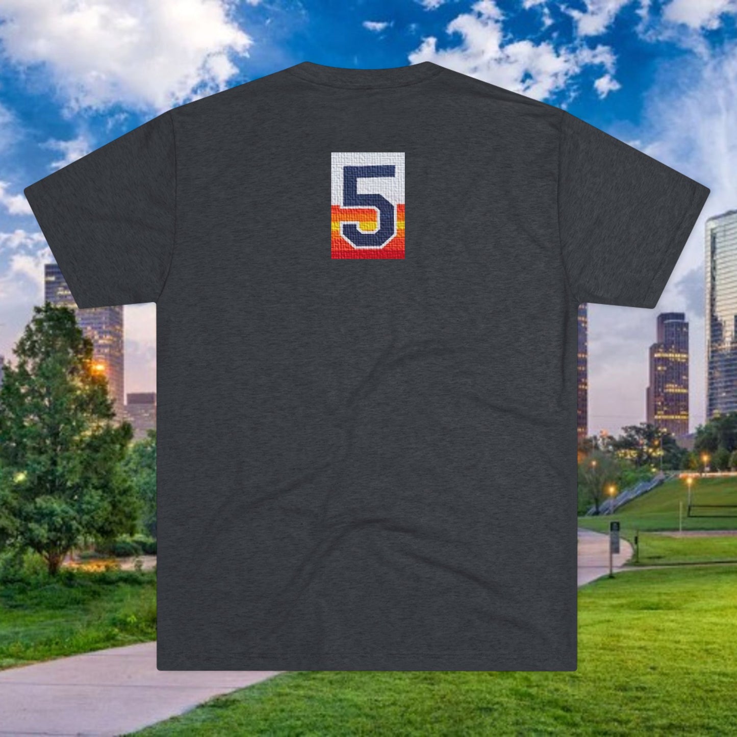 Baseball Batter Tee — Silhouette Front with Number 5 Back
