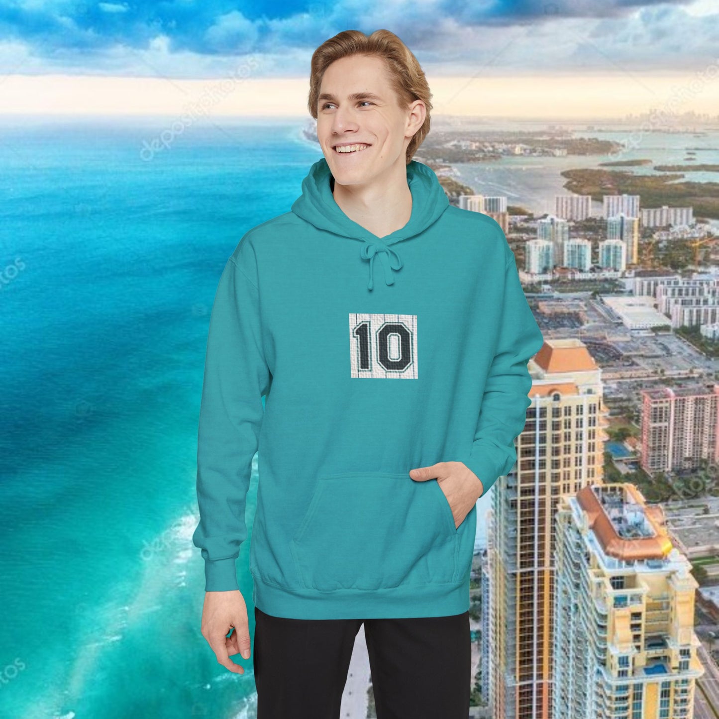 Teal Retro Legends Garment-Dyed Hoodie with 10 Design, Stylish Hoodie, Casual Wear, Unique Gift, Trendy Apparel