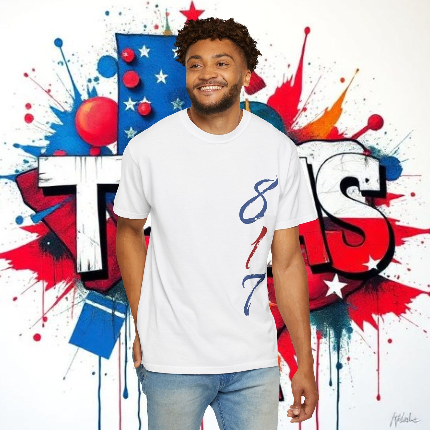 Texas 817 Graphic T-Shirt — Red, White & Blue State Pride Tee, Arlington Texas, Soft-Style T-Shirt, Perfect for Gameday